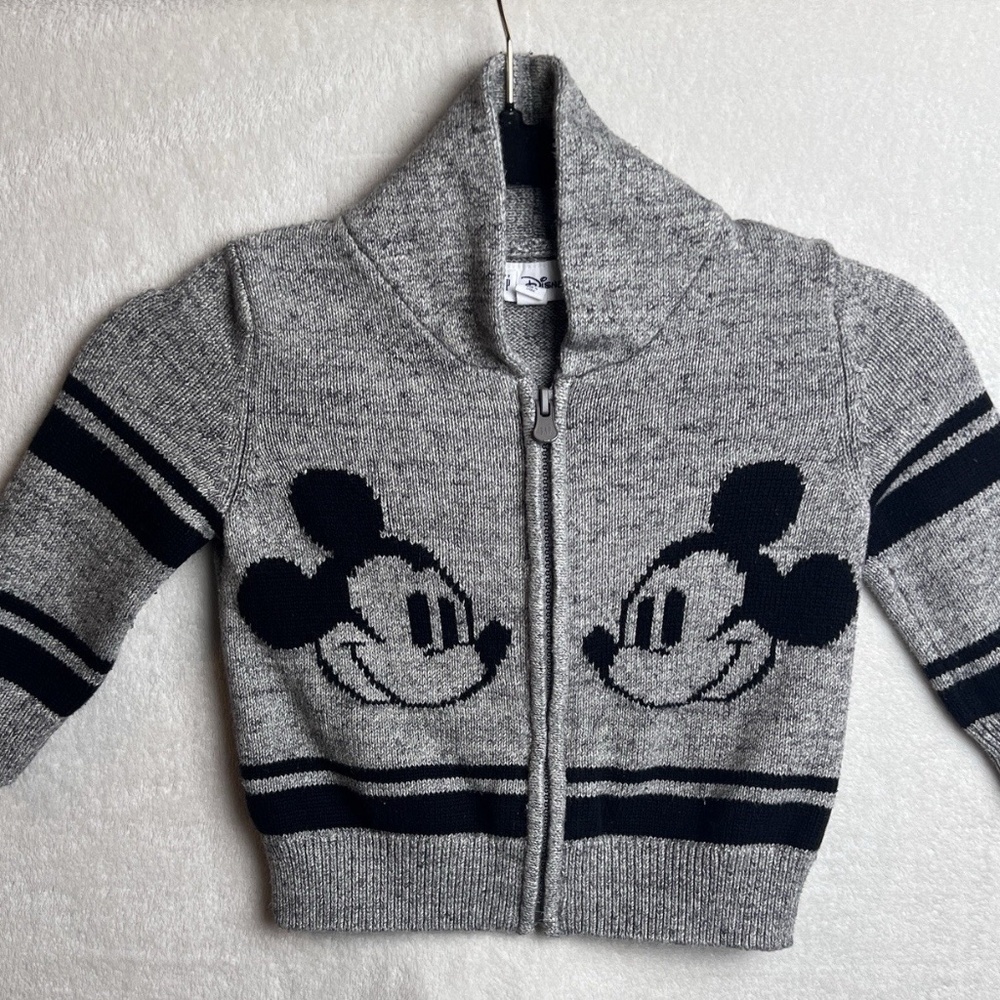 Baby Gap Disney Mickey Mouse Zip-Up Cardigan/Sweater Size 18-24 Months Gray